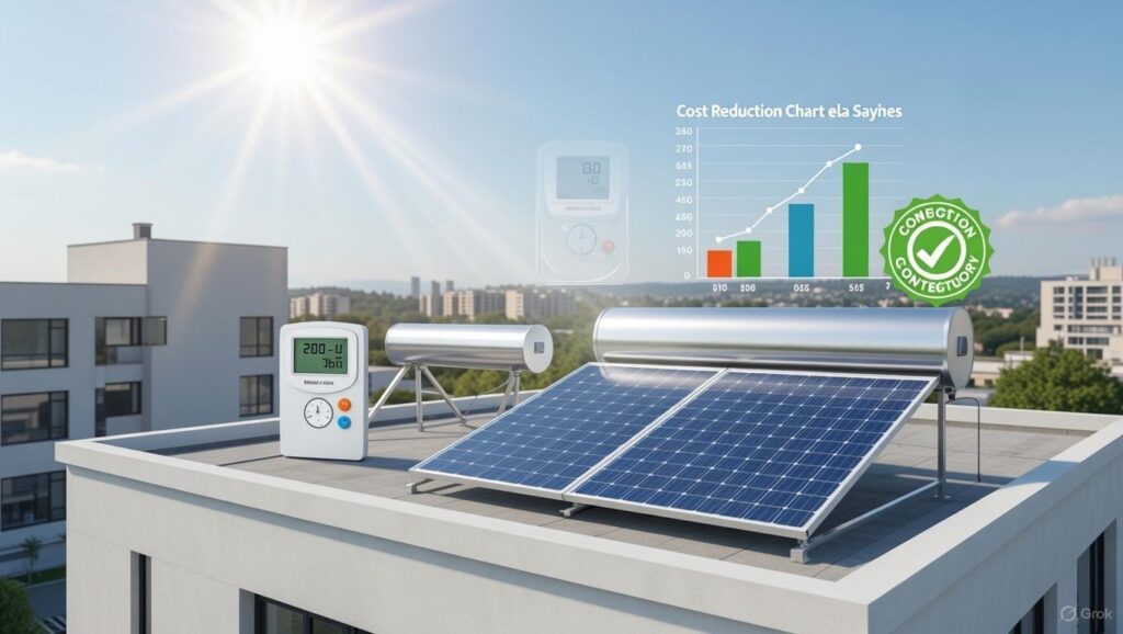 Ilustrasi solar water heater yang ada di rumah perumahan Sutera Nexen
