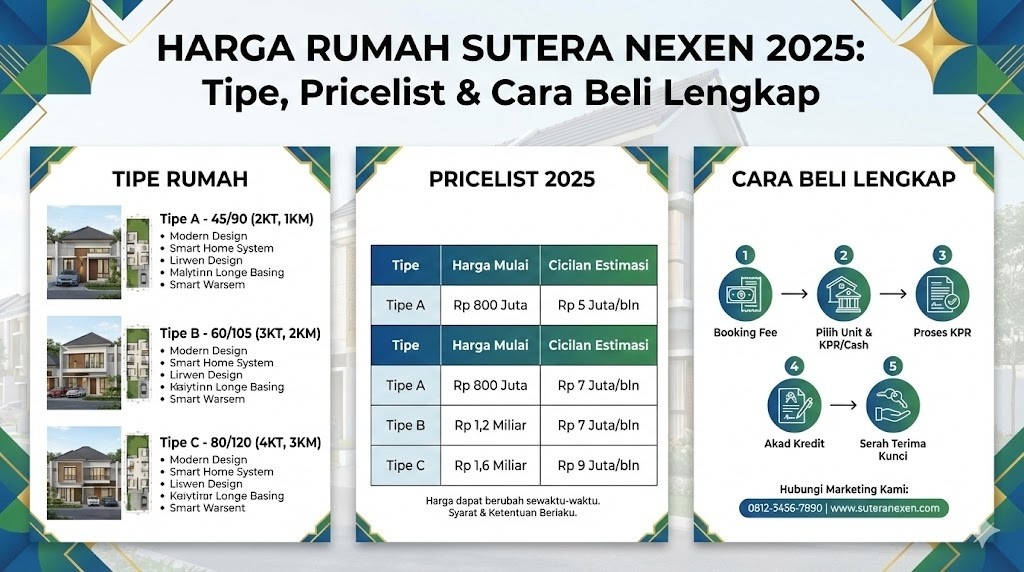 Harga Rumah Sutera Nexen 2026: Tipe, Pricelist & Cara Beli Lengkap
